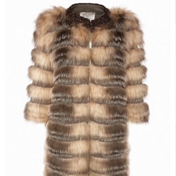 SYMETRIE YVES SALOMON ARCTIC FOX CASHMERE SWEATER COAT - Picture 11 of 14